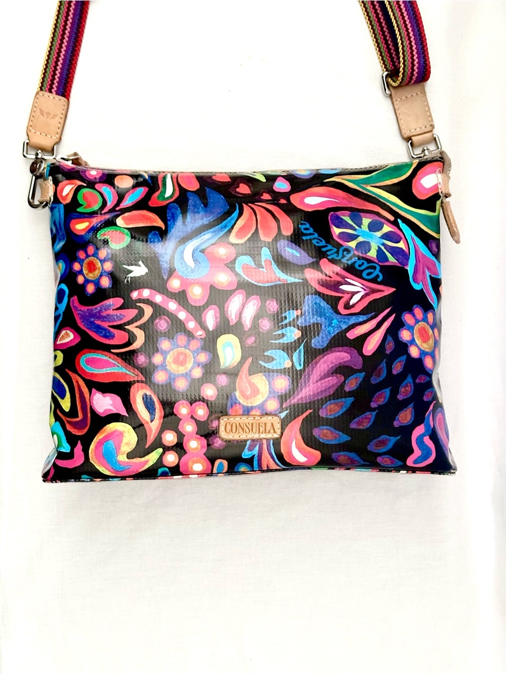 Consuela Sophie Downtown Crossbody Bag - Black w/ Multicolor Design - Picture 2 of 14